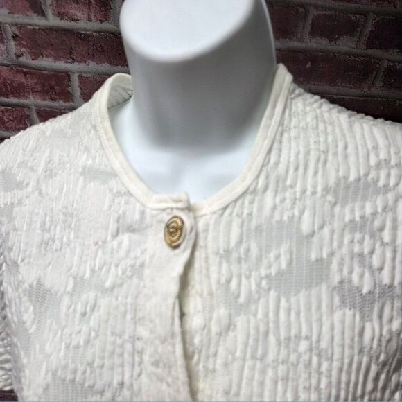 Seaside Resort Wear Vintage 90s Mini Dress Large Floral Ribbed Button Down - Picture 8 of 8